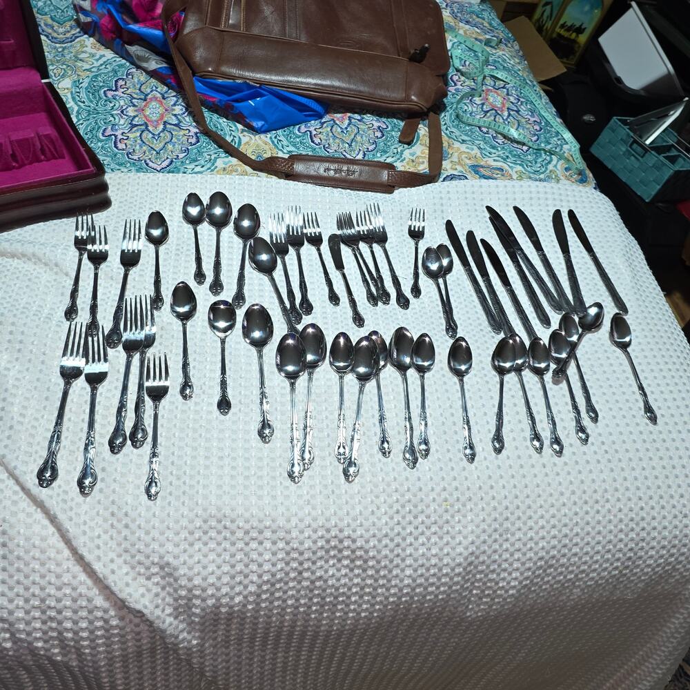 NATIONAL STAINLESS (JAPAN) 50.PCS VINTAGE TALLY HO  FLATWARE SET